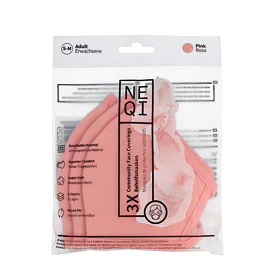 NEQI Adult Community Face Coverings S-M Pink Măști faciale și respiratoare 3 buc