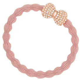 By Eloise London Rose Gold Bling Bow Elastice de păr pentru femei